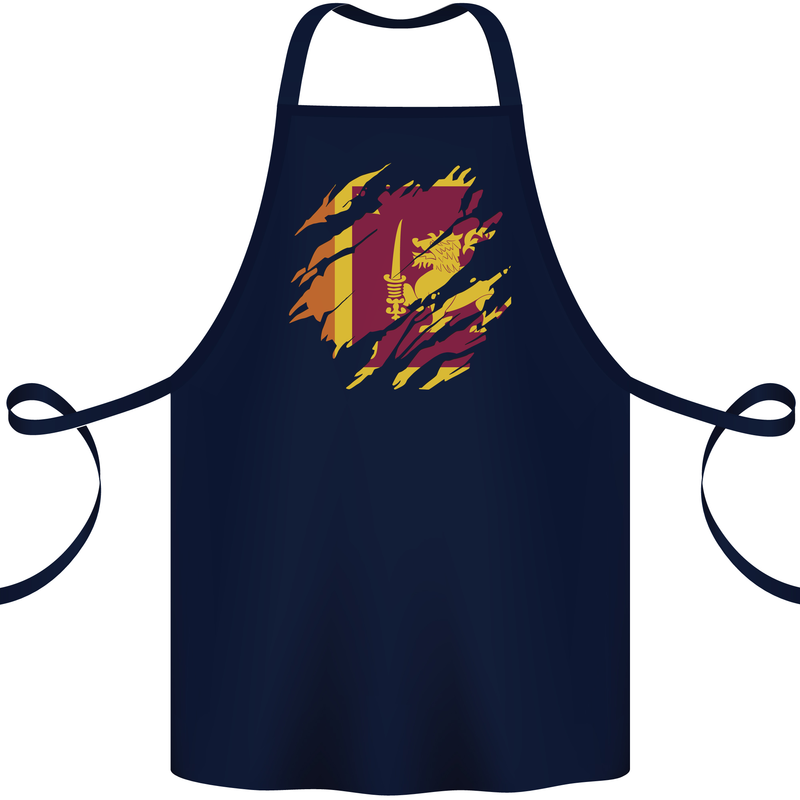 Torn Sri Lankan Flag Sri Lanka Day Football Cotton Apron 100% Organic Navy Blue