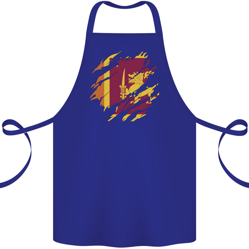 Torn Sri Lankan Flag Sri Lanka Day Football Cotton Apron 100% Organic Royal Blue
