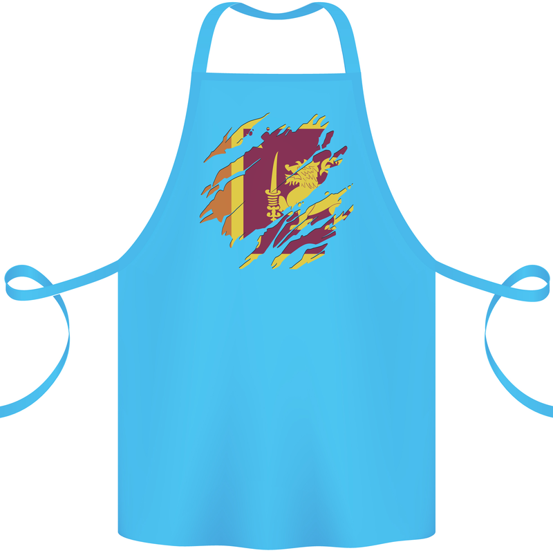 Torn Sri Lankan Flag Sri Lanka Day Football Cotton Apron 100% Organic Turquoise