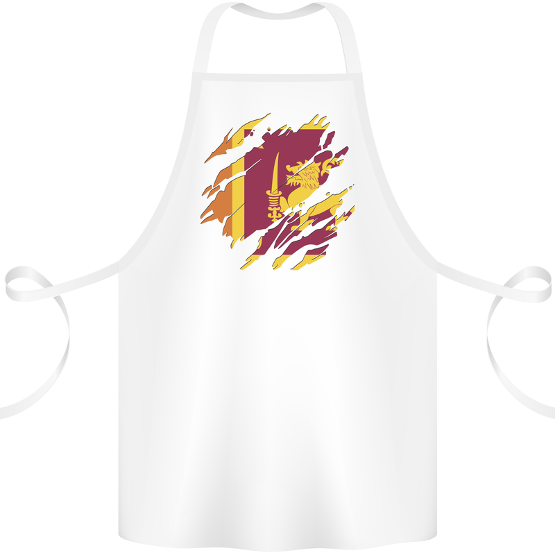 Torn Sri Lankan Flag Sri Lanka Day Football Cotton Apron 100% Organic White