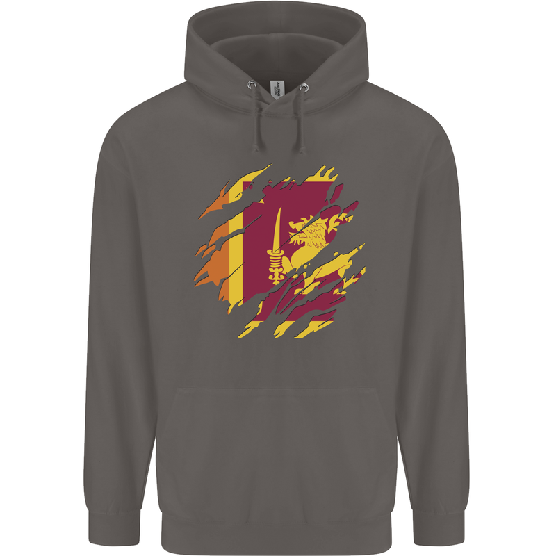 Torn Sri Lankan Flag Sri Lanka Day Football Mens 80% Cotton Hoodie Charcoal