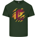 Torn Sri Lankan Flag Sri Lanka Day Football Mens Cotton T-Shirt Tee Top Forest Green