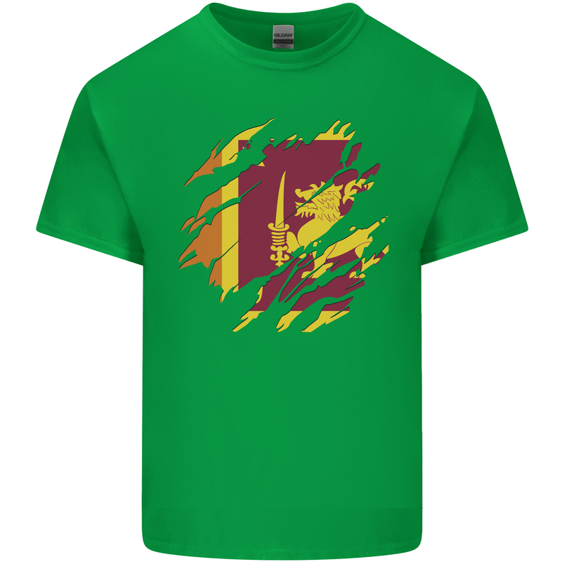 Torn Sri Lankan Flag Sri Lanka Day Football Mens Cotton T-Shirt Tee Top Irish Green
