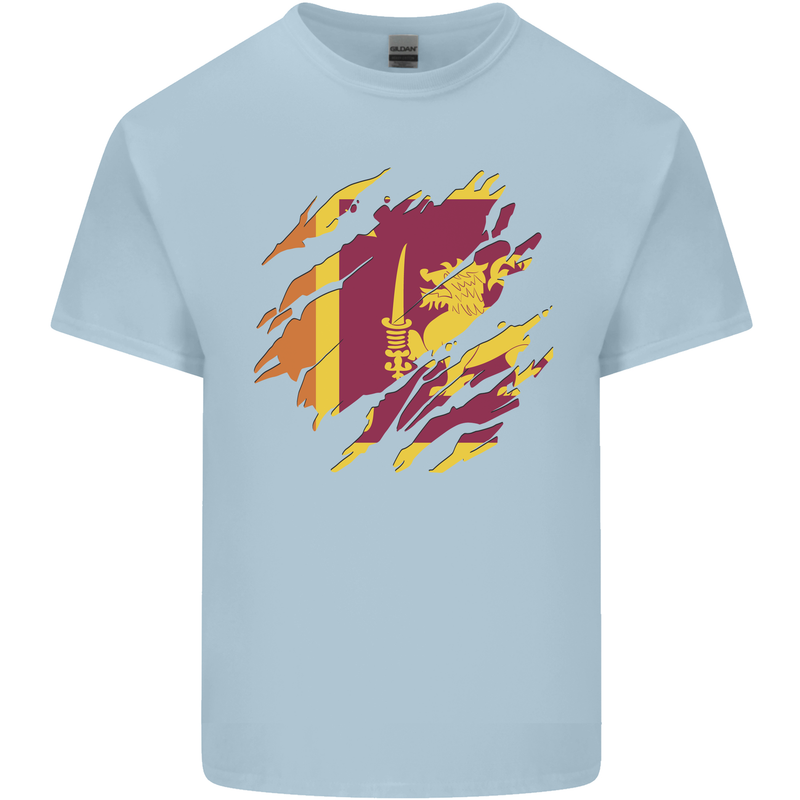 Torn Sri Lankan Flag Sri Lanka Day Football Mens Cotton T-Shirt Tee Top Light Blue