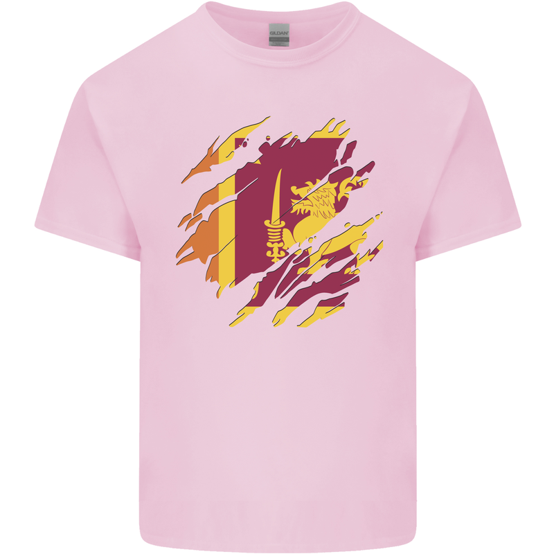 Torn Sri Lankan Flag Sri Lanka Day Football Mens Cotton T-Shirt Tee Top Light Pink