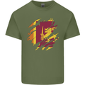 Torn Sri Lankan Flag Sri Lanka Day Football Mens Cotton T-Shirt Tee Top Military Green