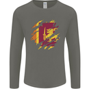 Torn Sri Lankan Flag Sri Lanka Day Football Mens Long Sleeve T-Shirt Charcoal