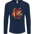Torn Sri Lankan Flag Sri Lanka Day Football Mens Long Sleeve T-Shirt Navy Blue