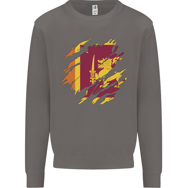 Torn Sri Lankan Flag Sri Lanka Day Football Mens Sweatshirt Jumper Charcoal