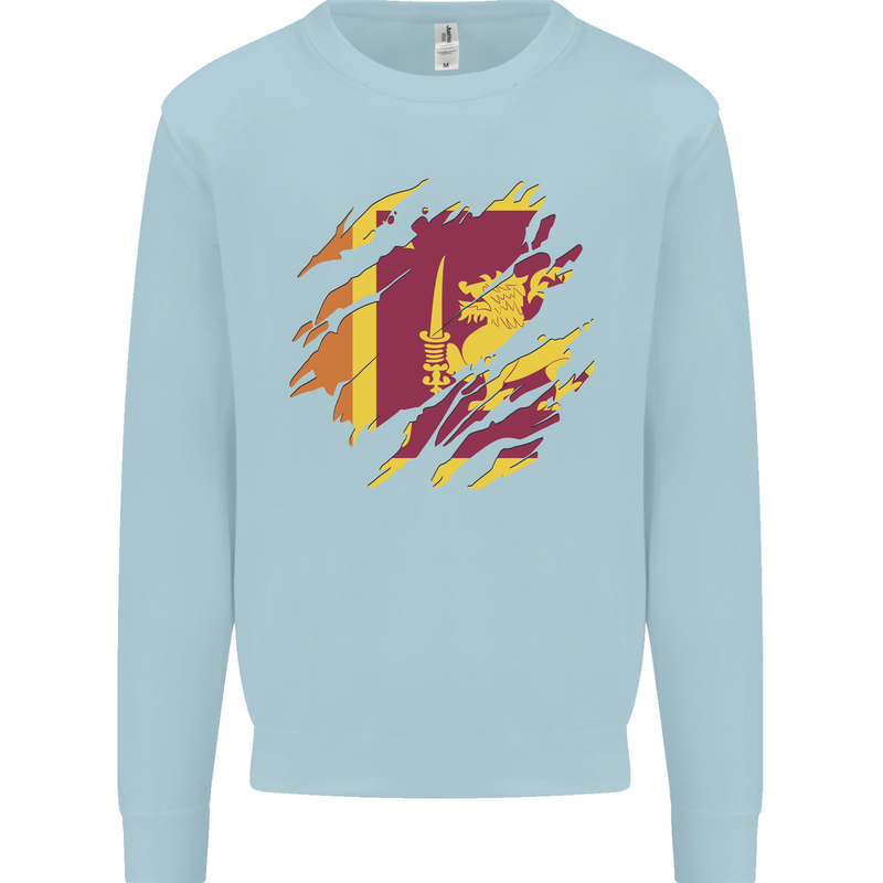 Torn Sri Lankan Flag Sri Lanka Day Football Mens Sweatshirt Jumper Light Blue