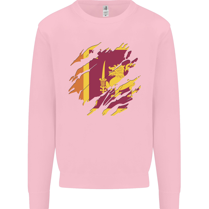 Torn Sri Lankan Flag Sri Lanka Day Football Mens Sweatshirt Jumper Light Pink