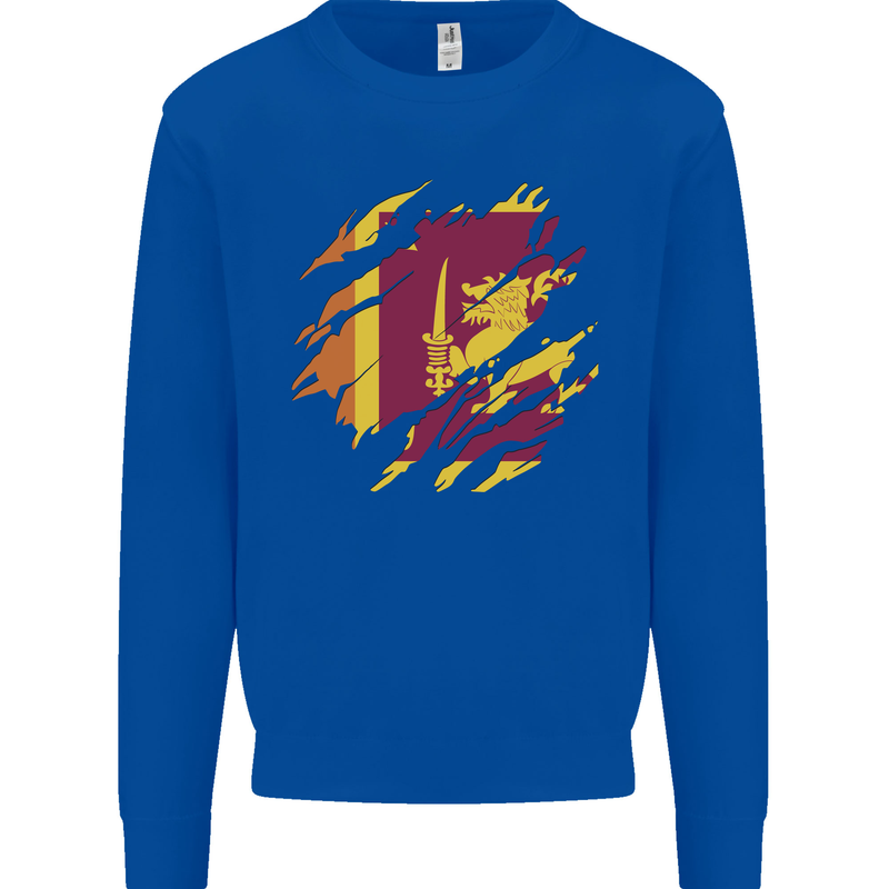 Torn Sri Lankan Flag Sri Lanka Day Football Mens Sweatshirt Jumper Royal Blue