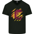 Torn Sri Lankan Flag Sri Lanka Day Football Mens V-Neck Cotton T-Shirt Black