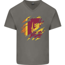 Torn Sri Lankan Flag Sri Lanka Day Football Mens V-Neck Cotton T-Shirt Charcoal