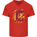 Torn Sri Lankan Flag Sri Lanka Day Football Mens V-Neck Cotton T-Shirt Red