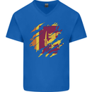 Torn Sri Lankan Flag Sri Lanka Day Football Mens V-Neck Cotton T-Shirt Royal Blue