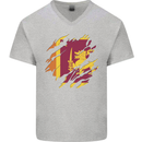 Torn Sri Lankan Flag Sri Lanka Day Football Mens V-Neck Cotton T-Shirt Sports Grey