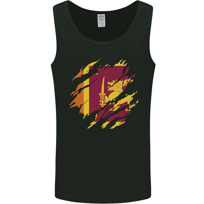 Torn Sri Lankan Flag Sri Lanka Day Football Mens Vest Tank Top Black