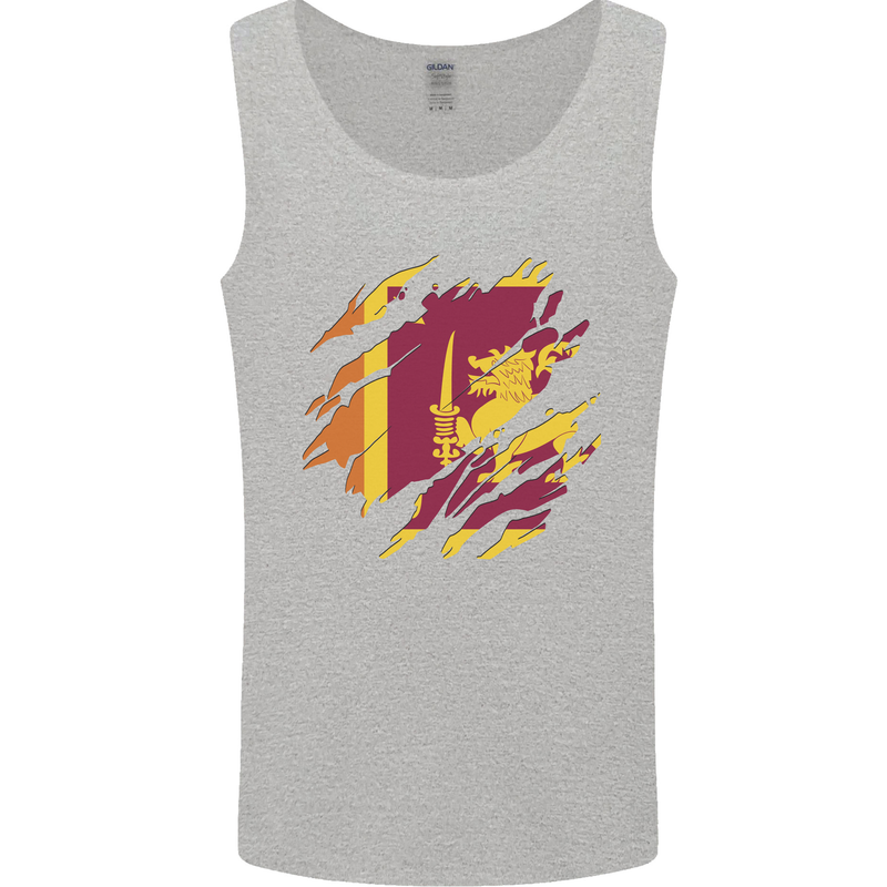 Torn Sri Lankan Flag Sri Lanka Day Football Mens Vest Tank Top Sports Grey