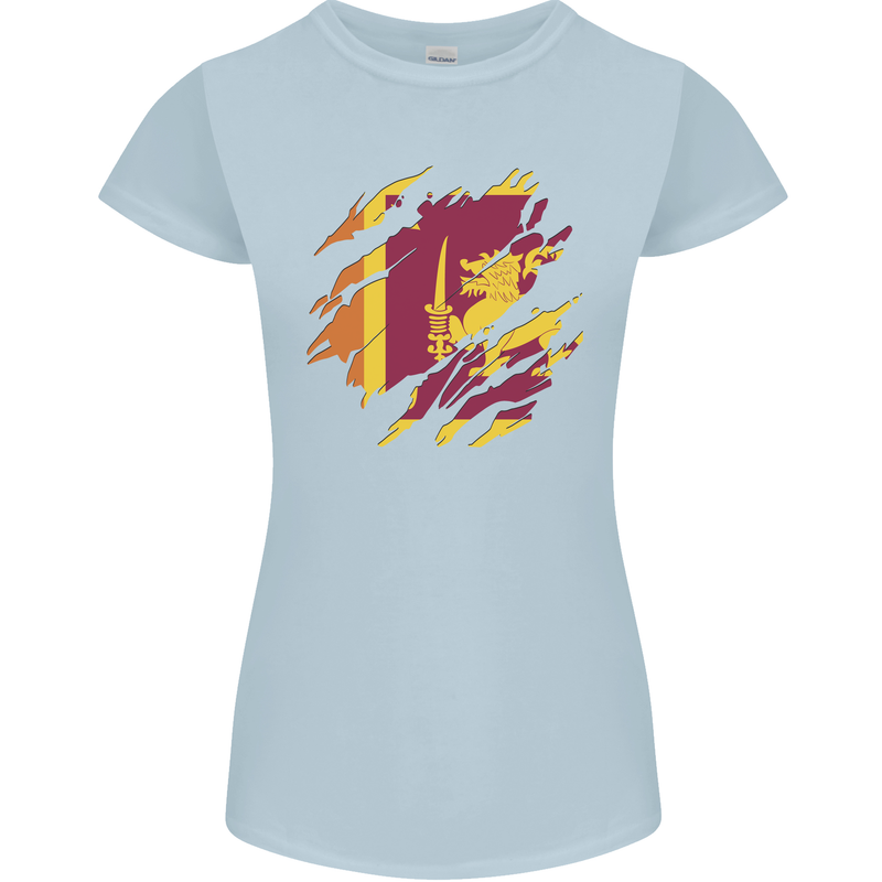 Torn Sri Lankan Flag Sri Lanka Day Football Womens Petite Cut T-Shirt Light Blue