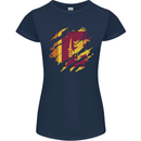 Torn Sri Lankan Flag Sri Lanka Day Football Womens Petite Cut T-Shirt Navy Blue