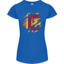 Torn Sri Lankan Flag Sri Lanka Day Football Womens Petite Cut T-Shirt Royal Blue