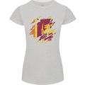 Torn Sri Lankan Flag Sri Lanka Day Football Womens Petite Cut T-Shirt Sports Grey