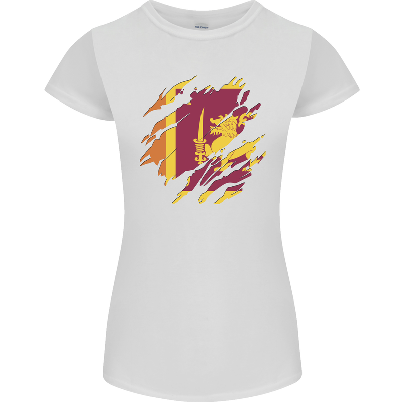 Torn Sri Lankan Flag Sri Lanka Day Football Womens Petite Cut T-Shirt White