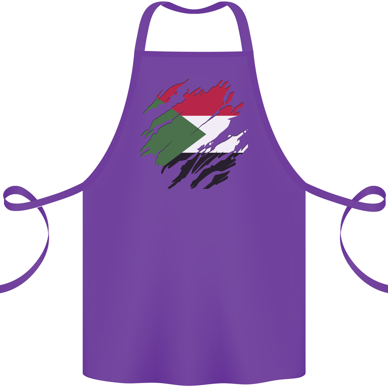 Torn Sudan Flag Sudanese Day Football Cotton Apron 100% Organic Purple