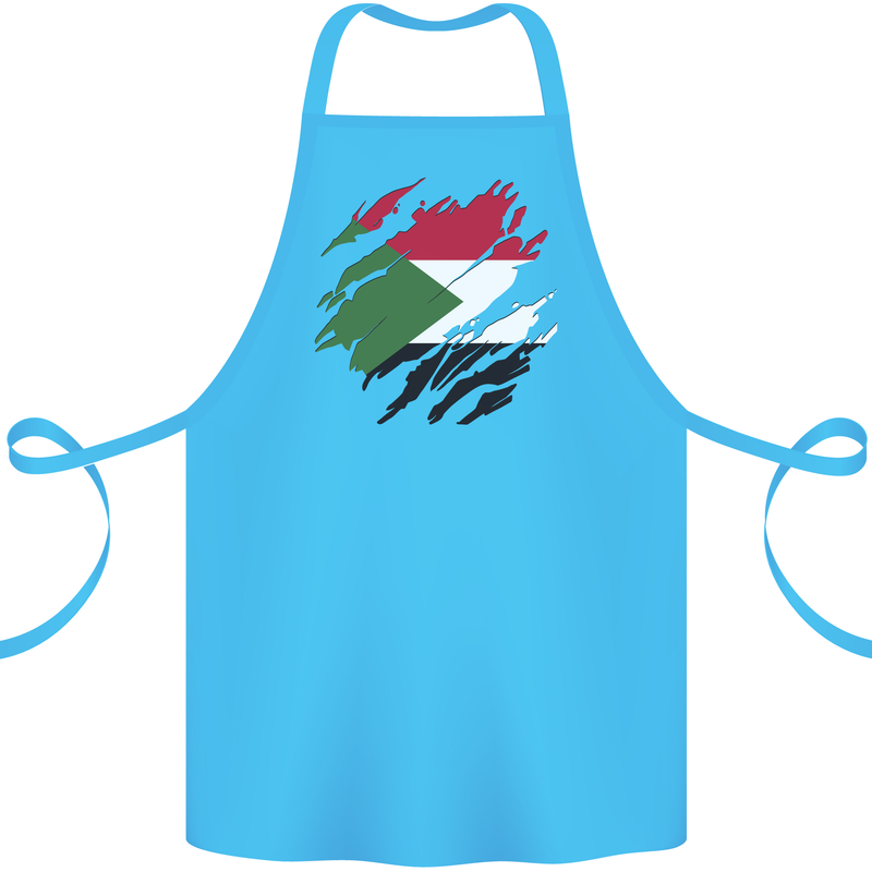 Torn Sudan Flag Sudanese Day Football Cotton Apron 100% Organic Turquoise