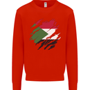 Torn Sudan Flag Sudanese Day Football Kids Sweatshirt Jumper Bright Red