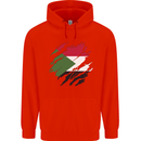 Torn Sudan Flag Sudanese Day Football Mens 80% Cotton Hoodie Bright Red