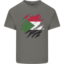 Torn Sudan Flag Sudanese Day Football Mens Cotton T-Shirt Tee Top Charcoal