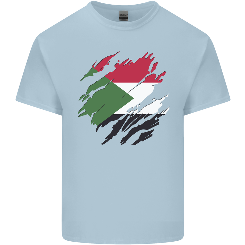 Torn Sudan Flag Sudanese Day Football Mens Cotton T-Shirt Tee Top Light Blue