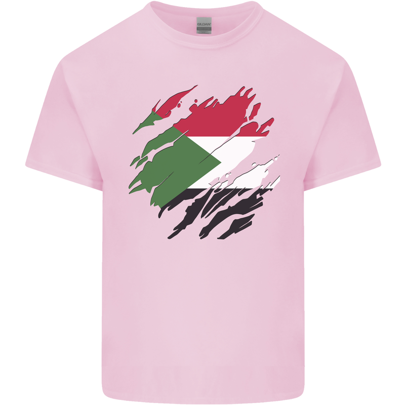 Torn Sudan Flag Sudanese Day Football Mens Cotton T-Shirt Tee Top Light Pink