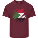 Torn Sudan Flag Sudanese Day Football Mens Cotton T-Shirt Tee Top Maroon