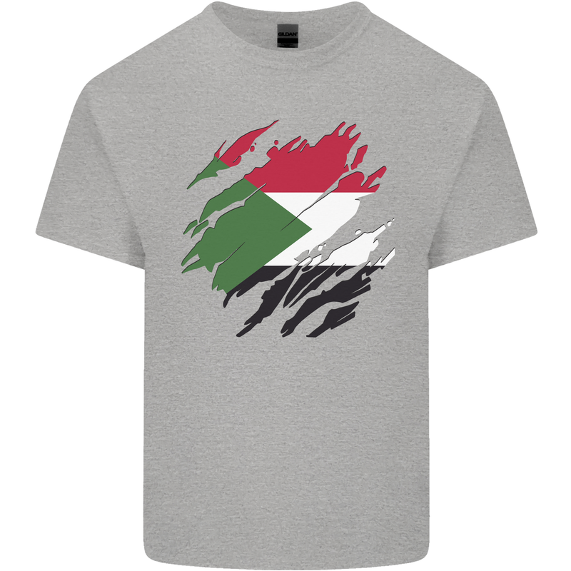 Torn Sudan Flag Sudanese Day Football Mens Cotton T-Shirt Tee Top Sports Grey