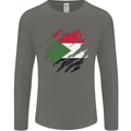 Torn Sudan Flag Sudanese Day Football Mens Long Sleeve T-Shirt Charcoal