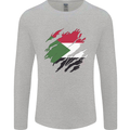 Torn Sudan Flag Sudanese Day Football Mens Long Sleeve T-Shirt Sports Grey