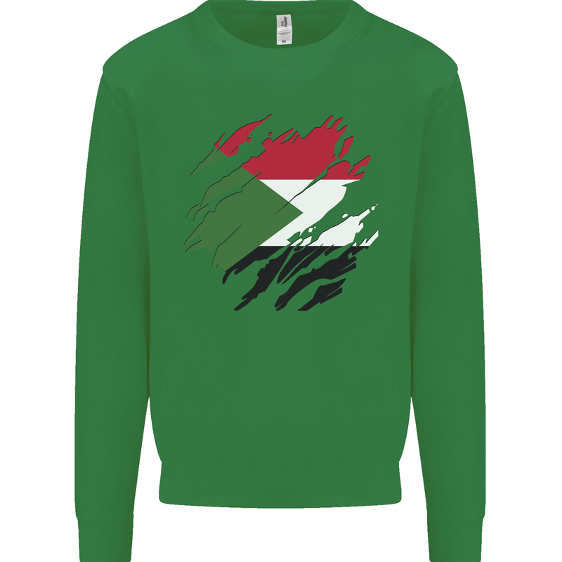 Torn Sudan Flag Sudanese Day Football Mens Sweatshirt Jumper Irish Green