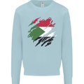 Torn Sudan Flag Sudanese Day Football Mens Sweatshirt Jumper Light Blue