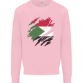 Torn Sudan Flag Sudanese Day Football Mens Sweatshirt Jumper Light Pink
