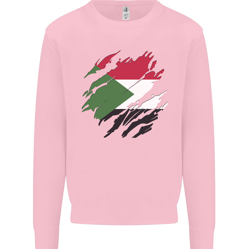 Torn Sudan Flag Sudanese Day Football Mens Sweatshirt Jumper Light Pink