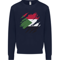 Torn Sudan Flag Sudanese Day Football Mens Sweatshirt Jumper Navy Blue