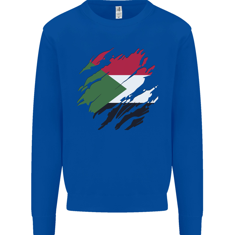 Torn Sudan Flag Sudanese Day Football Mens Sweatshirt Jumper Royal Blue