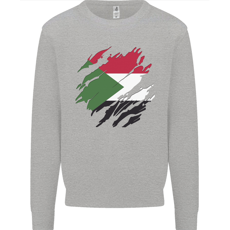 Torn Sudan Flag Sudanese Day Football Mens Sweatshirt Jumper Sports Grey