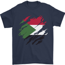 Torn Sudan Flag Sudanese Day Football Mens T-Shirt 100% Cotton Navy Blue