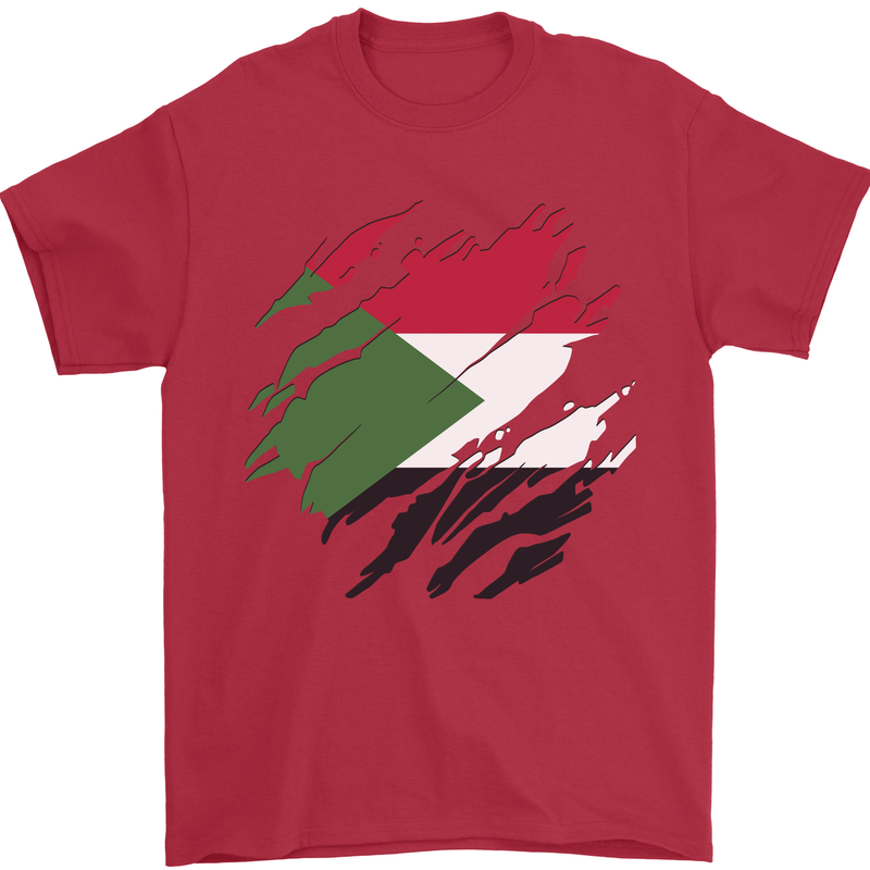 Torn Sudan Flag Sudanese Day Football Mens T-Shirt 100% Cotton Red