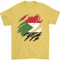 Torn Sudan Flag Sudanese Day Football Mens T-Shirt 100% Cotton Yellow