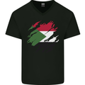 Torn Sudan Flag Sudanese Day Football Mens V-Neck Cotton T-Shirt Black